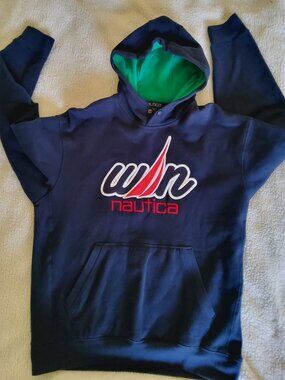 Nautica x Eddie Win Limited Edition Navy Blue Colorblock Pullover Fleece Hoodie